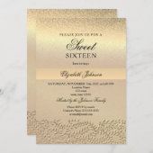 エレガント金ゴールドスウィート16誕生日招待状 招待状 (正面/裏面)