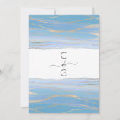 エレガント金ゴールドスカイブルービーニングウォーター結婚カラー 招待状 (裏面)