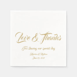 エレガント金ゴールドスカスタムクリプト愛感謝してい名文字 スタンダードカクテルナプキン