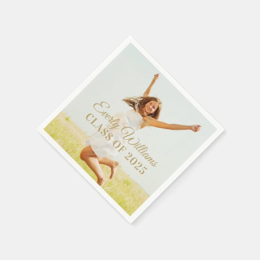 エレガント金ゴールドスカスタムクリプト2025卒業写真 スタンダードカクテルナプキン (角)