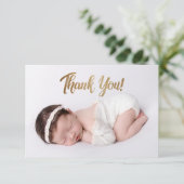 エレガント金ゴールドスカスタムクリプトBaby Girl写真 サンキューカード (スタンド正面)