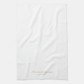 エレガント金ゴールドスクリプトのカスタム結婚式の好意 キッチンタオル (縦)