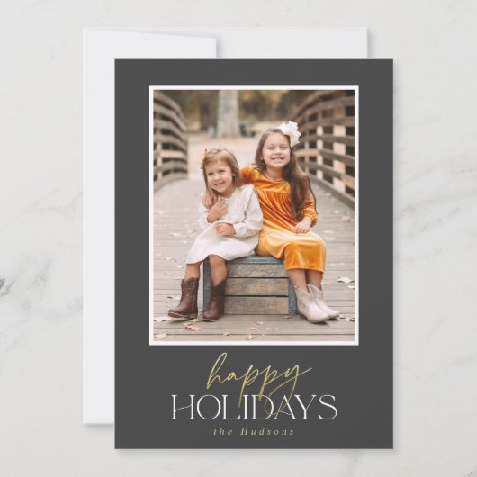 エレガント金ゴールドスクリプトの休日の書道コラージュ シーズンカード (正面)