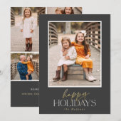 エレガント金ゴールドスクリプトの休日の書道コラージュ シーズンカード (正面/裏面)