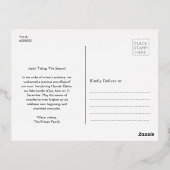 エレガント金ゴールドスクリプトの休日の発表 箔シーズンポストカード (裏面)