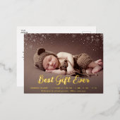 エレガント金ゴールドスクリプトの休日の発表 箔シーズンポストカード (正面/裏面)