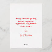 エレガント金ゴールドスクリプトの赤枠の写真 箔シーズンカード (裏面)