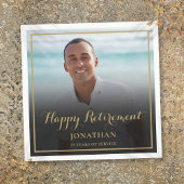 エレガント金ゴールドスクリプトの退職パーティー写真 スタンダードカクテルナプキン