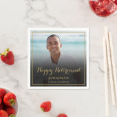 エレガント金ゴールドスクリプトの退職パーティー写真 スタンダードカクテルナプキン (インサイチュ)