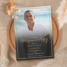 エレガント金ゴールドスクリプトの退職パーティー写真 招待状