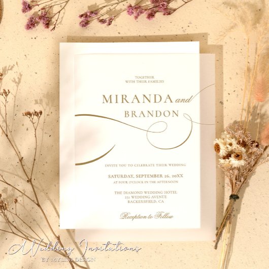 エレガント金ゴールドスクリプトアクリル結婚式招待状 アクリル招待状