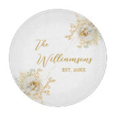 エレガント金ゴールドスクリプトカスタムフローラの設立年 カッティングボード (正面)