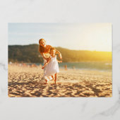 エレガント金ゴールドスクリプトクリスマスフォトハッピー 箔シーズンカード (裏面)