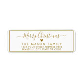 エレガント金ゴールドスクリプトクリスマス差出人住所ラベル ラベル (正面)