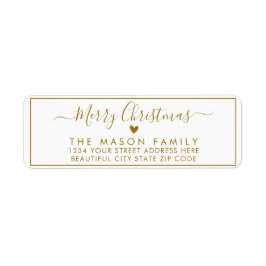 エレガント金ゴールドスクリプトクリスマス差出人住所ラベル ラベル