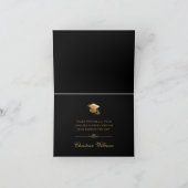 エレガント金ゴールドスクリプトグラッドキャップブラック卒業 サンキューカード (内部)