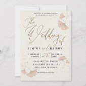 エレガント金ゴールドスクリプトテラコッタ結婚式招待状 招待状 (正面)