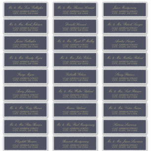 エレガント金ゴールドスクリプトネイビーゲスト住所 シール