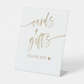 エレガント金ゴールドスクリプトブライダルシャワーカードとギフト 台座サイン (正面)