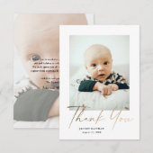 エレガント金ゴールドスクリプトプティベビー写真 サンキューカード (正面/裏面)