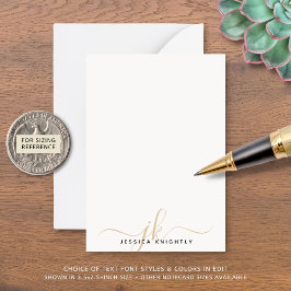 エレガント金ゴールドスクリプトモノグラムイニシャルミニマル ノートカード