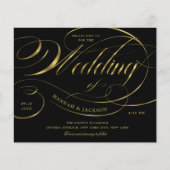 エレガント金ゴールドスクリプト予算結婚式招待状 (正面)