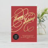 エレガント金ゴールドスクリプト企業のロゴ シーズンカード (スタンド正面)