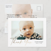 エレガント金ゴールドスクリプト写真ベビーありがとう ポストカード (正面/裏面)