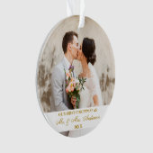 エレガント金ゴールドスクリプト初めてのクリスマス2 Photo オーナメント (正面)