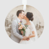 エレガント金ゴールドスクリプト初めてのクリスマス2 Photo オーナメント (裏面)