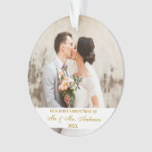 エレガント金ゴールドスクリプト初めてのクリスマス2 Photo オーナメント (正面)