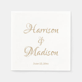 エレガント金ゴールドスクリプト名前をカスタムする日シッ結婚ク スタンダードカクテルナプキン