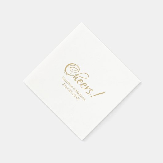 エレガント金ゴールドスクリプト名前をカスタムする結婚文字 スタンダードカクテルナプキン (角)