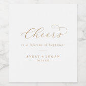 エレガント金ゴールドスクリプト応援結婚のワインラベル ワインラベル (シングルラベル)