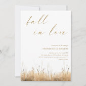 エレガント金ゴールドスクリプト'愛の中の秋結婚' 招待状 (正面)