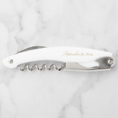 エレガント金ゴールドスクリプト書結婚の ソムリエナイフ (裏面)