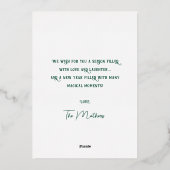 エレガント金ゴールドスクリプト緑のフレーム写真 箔シーズンカード (裏面)