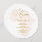 エレガント金ゴールドスクリプト赤面Pink Africa結婚ズ メニュー (正面/裏面)