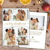 エレガント金ゴールドスクリプト5フォトコラージクリスマス シーズンカード