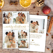 エレガント金ゴールドスクリプト5フォトコラージクリスマス シーズンカード