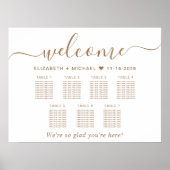 エレガント金ゴールドスクリプト7表の結婚座席表 ポスター (正面)