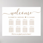 エレガント金ゴールドスクリプト8表の結婚座席表 ポスター (正面)