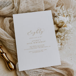 エレガント金ゴールドスクリプト80th誕生日パーティーへの招待 招待状