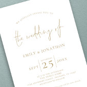 エレガント金ゴールドスクリプトQRコー結婚ド 招待状