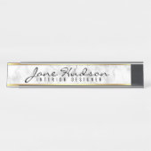 エレガント金ゴールドスクリプモダント花机の名前プレート デスクネームプレート (正面)