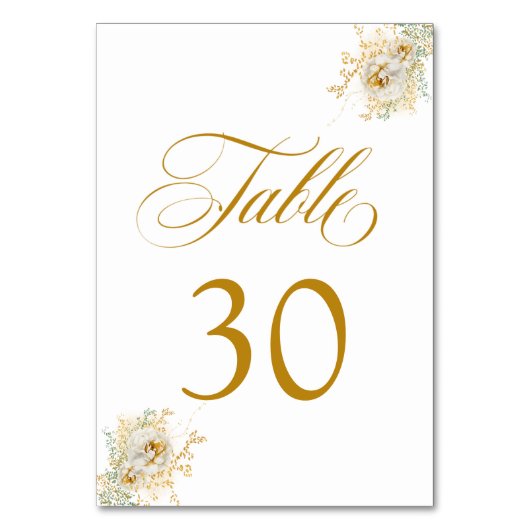 エレガント金ゴールドスクリプ結婚トフローラのテーブル番号30 テーブルナンバー (正面)