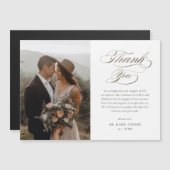 エレガント金ゴールドスクリプ結婚ト写真のサンキューカード (正面/裏面)