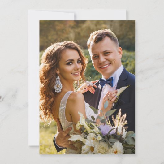 エレガント金ゴールドスクリプ結婚ト写真のサンキューカード サンキューカード (裏面)