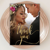 エレガント金ゴールドスクリプ結婚ト写真のサンキューカード サンキューカード
