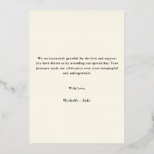 エレガント金ゴールドスクリプ結婚ト写真のサンキューカード 箔シーズンカード (裏面)